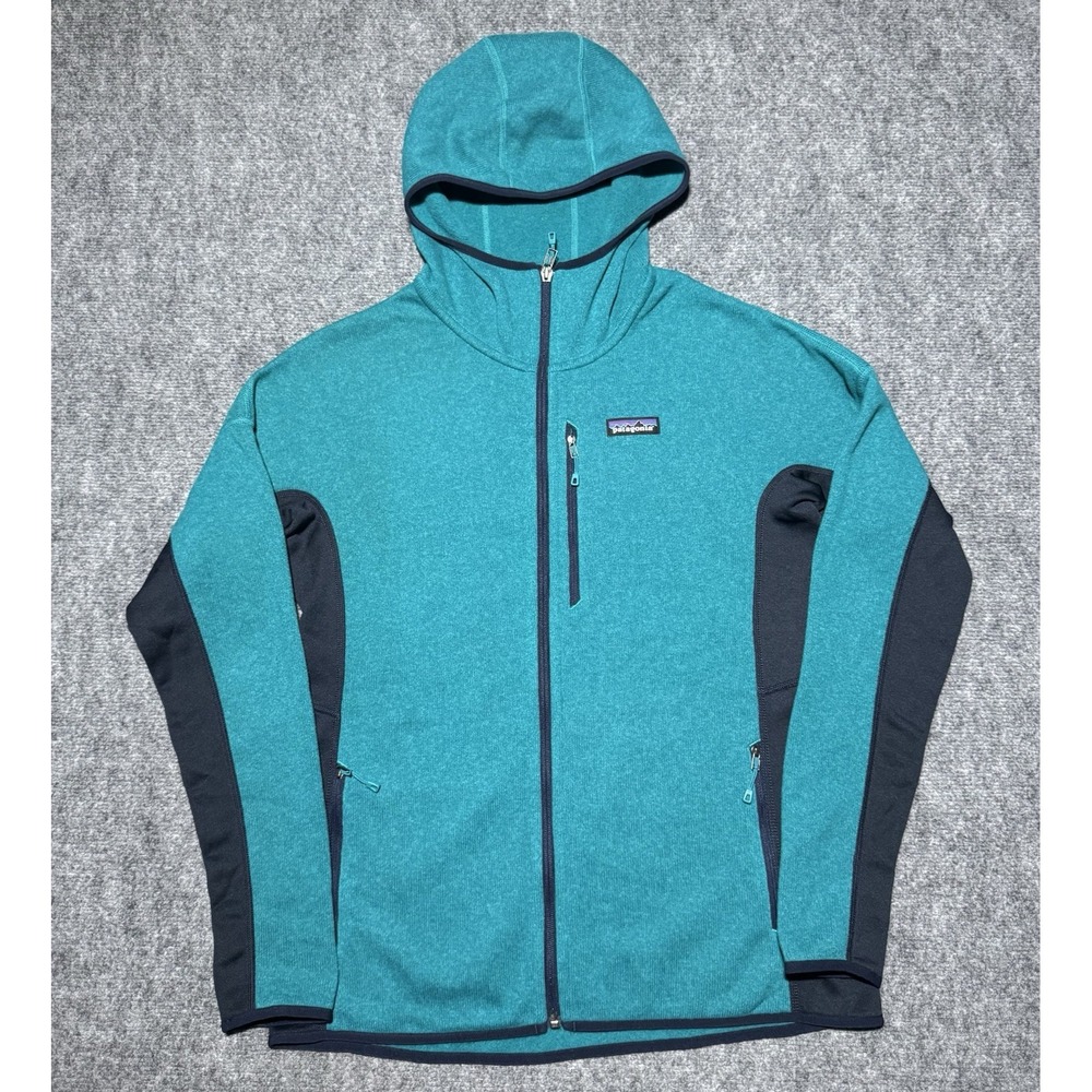 Patagonia Performance Better Sweater Hooded Fleece Women Large Teal Blue Hoodie